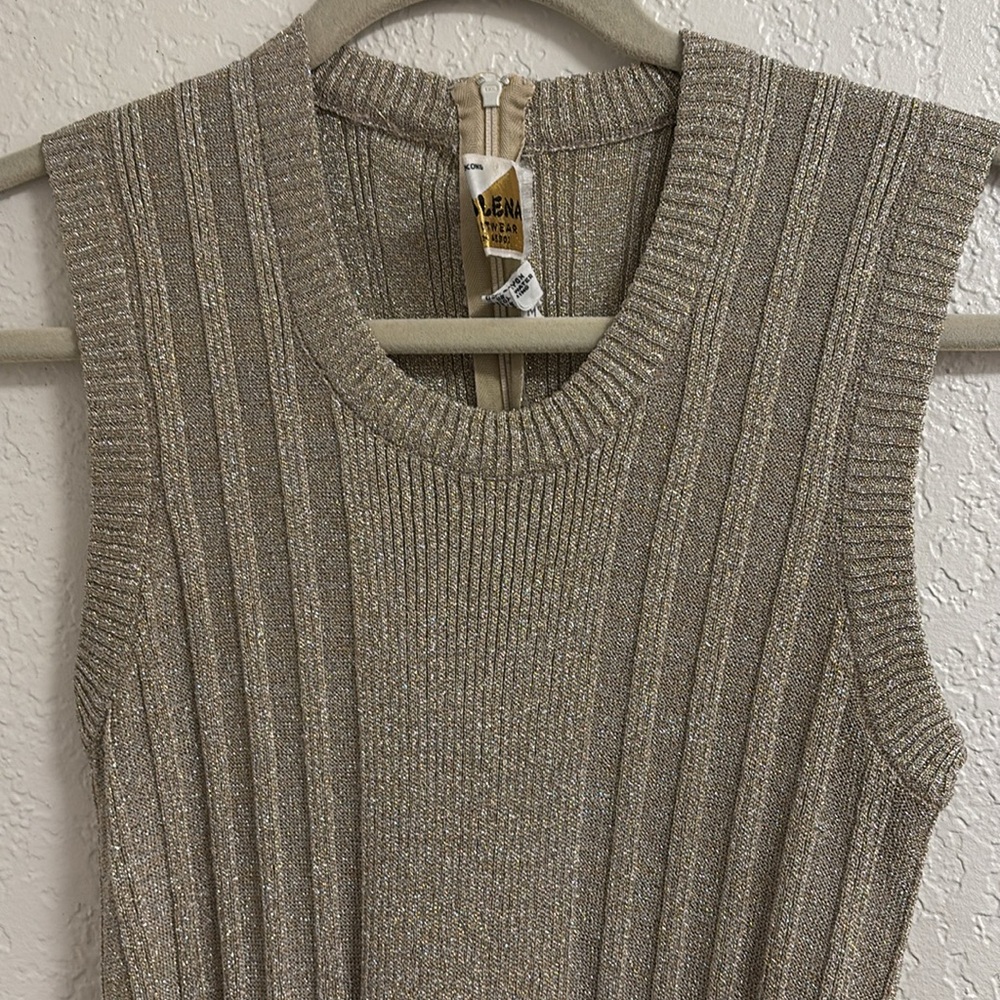 Women's Vintage Gold Metallic Tank PALENA (Hong Kong) w/Zipper Back - Size M